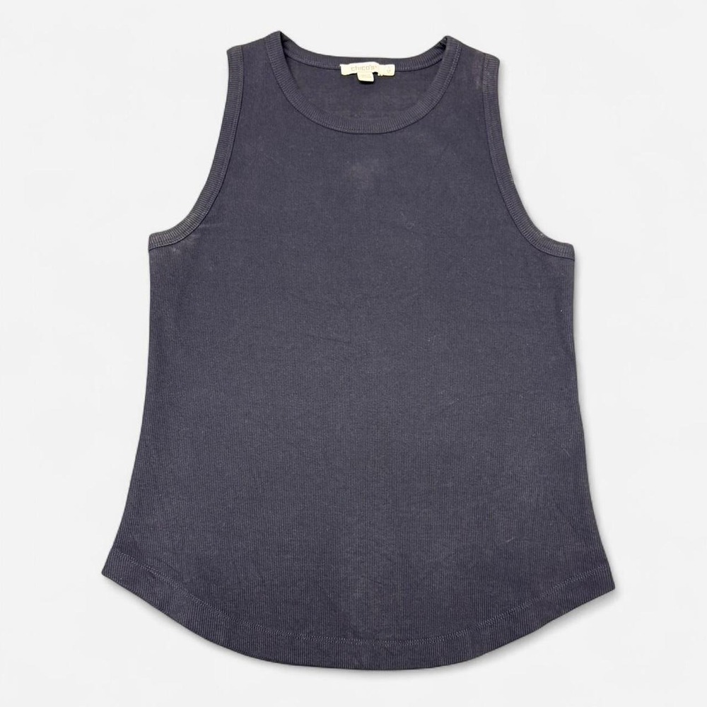 Chico's Vintage Navy Blue Ribbed Tank Top Womens Medium Y2K Sleeveless Crew Neck